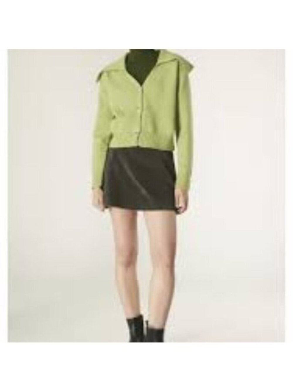 Compania Fantastica Green Knit Cardigan With Wide Collar Size Small - Picture 12 of 13